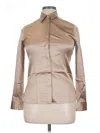 Lilysilk Long Sleeve Silk Top Tan Metallic Pattern High Neck Tops In Neutral
