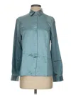 Lilysilk Long Sleeve Silk Top Teal Solid Pattern Mock Neckline Tops In Blue