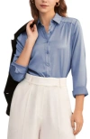Lilysilk Long Sleeves Collared Silk Blouse In Blue