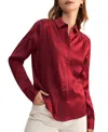 Lilysilk Long Sleeves Collared Silk Blouse In Burgundy