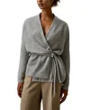 Lilysilk Lounge Wrap Wool Knit Cardigan For Women In Gray