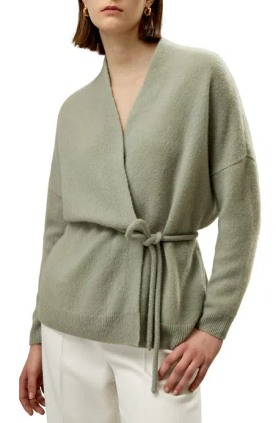 Lilysilk Lounge Wrap Wool Knit Cardigan For Women In Pale Turquoise