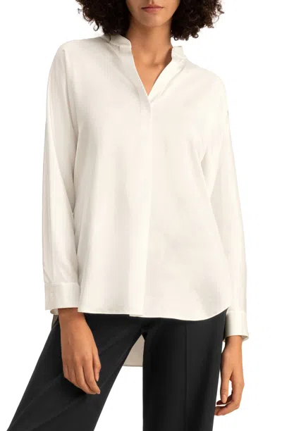 Lilysilk Loungeful Split Neck Silk Shirt For Women In White