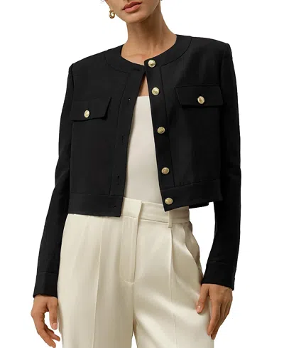 Lilysilk Mara Jacket In Silk Linen In Black
