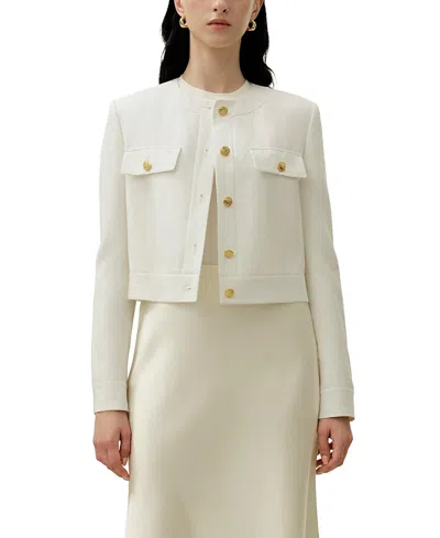 Lilysilk Mara Jacket In Silk Linen In Neutral