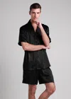 Lilysilk Men's 22 Momme Contrast Trim Short Silk Pajama Set In Black