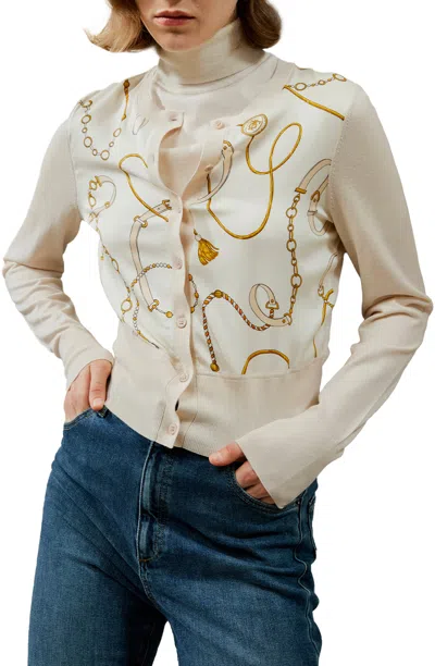 Lilysilk Merino Wool Cardigan With Louisville Silk Front In Neutral
