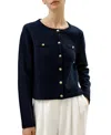 Lilysilk Merino Wool Golden Buttons Cardigan In Blue