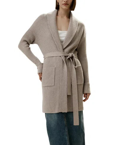 Lilysilk Merino Wool Shawl Collar Cardigan In Gray