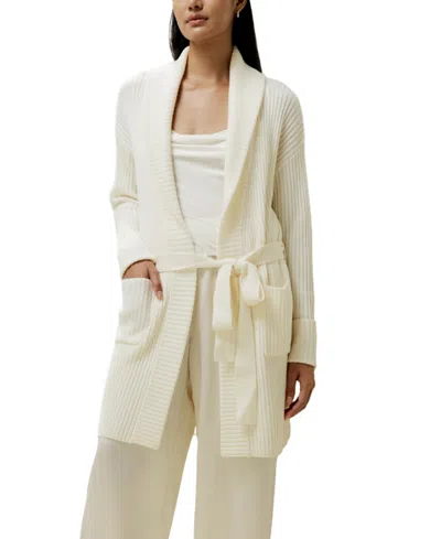 Lilysilk Merino Wool Shawl Collar Cardigan In White