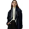 Lilysilk Mid-century Pattern Silk Scarf In Midnight Blue