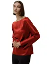Lilysilk Minimalist Shiny Silk Top For Women In Red