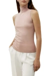 Lilysilk Minimalist Sleeveless Turtleneck Top In Pink