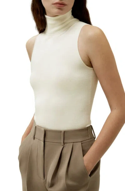 Lilysilk Minimalist Sleeveless Turtleneck Top In White