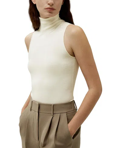 Lilysilk Minimalist Sleeveless Turtleneck Top In White