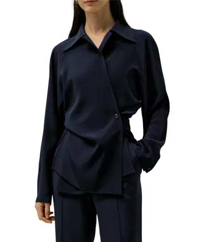 Lilysilk Multipositional Silk Shirt In Blue