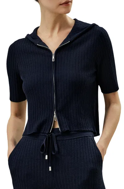 Lilysilk Oasis Knit Hoodie In Blue