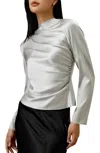 Lilysilk Oblique Wave Silk Blouse For Women In Silver