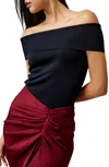 Lilysilk Off-shoulder Silk Top In Black