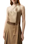 Lilysilk One-shoulder Evening Watershine Silk Top In Gold