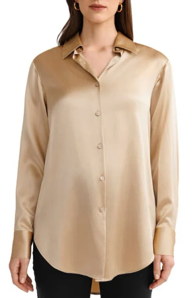 Lilysilk Oversize Style Silk Blouse In Brown