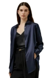 Lilysilk Oversize Style Silk Blouse In Dark Blue