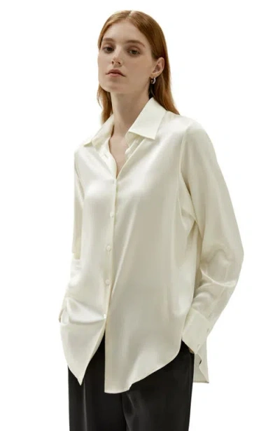Lilysilk Oversize Style Silk Blouse In Lily White