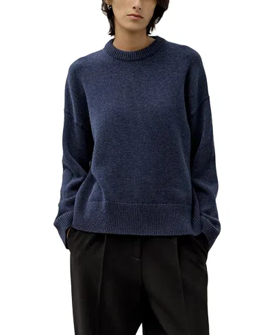 Lilysilk Oversized Crewneck Wool-cashmere Sweater In Blue