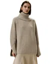 Lilysilk Oversized Merino Wool Sweater With Slit Sleeves For Women In Brown