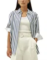 Lilysilk Oversized Palma Stripe Silk Shirt In White