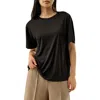 Lilysilk Oversized Silk Jersey Tee In Black