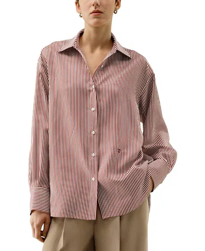Lilysilk Oversized Striped Shirt In Red