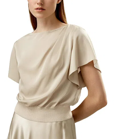 Lilysilk Short Rippled Batwing Sleeves Silk Shirt In Cream