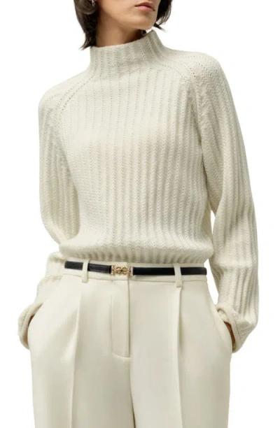 Lilysilk Pointelle Mock Neck Sweater In White