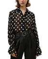 Lilysilk Polka Dots Georgette Blouse In Black