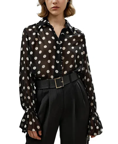 LILYSILK POLKA DOTS GEORGETTE BLOUSE
