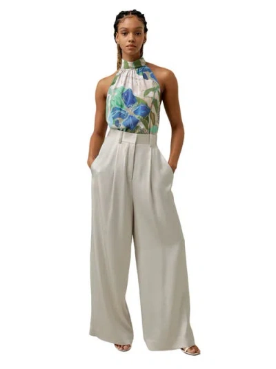 Lilysilk Praslin Mock Neck Silk Top In Oil Painting Floral Pattern