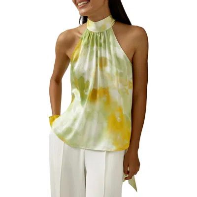 Lilysilk Print Silk Charmeuse Halter Neck Top In Multi