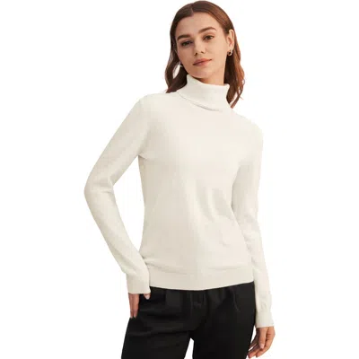 Lilysilk Pure Cashmere Turtleneck Sweater In White