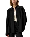 Lilysilk Relaxed Fit Drape Oversized Silk Shirt In Black