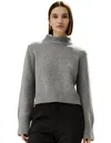 Lilysilk Ribbed Collar And Hemline Wool Cashmere Sweater For Women In Gray