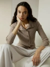 Lilysilk Ribbed Silk-cashmere Blend Cardigan In Brown