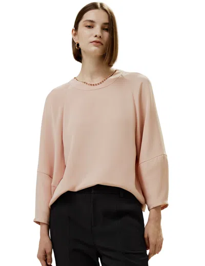 Lilysilk Round Collar Blouse With Detachable Necklace For Women In Pink
