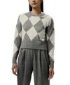 Lilysilk Round Neck Diamond Pattern Cashmere Sweater In Gray
