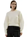 Lilysilk Round Neck Drop-shoulder Merino Wool Sweater For Women In White