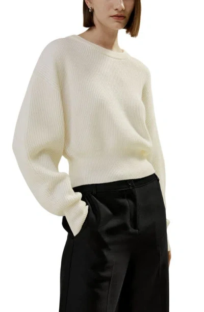 Lilysilk Round Neck Drop-shoulder Merino Wool Sweater For Women In Neutral