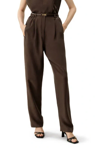 Lilysilk Sand-washed Silk Habotai Barrel Pant In Brown