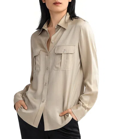 Lilysilk Sandwashed Silk Shirt With Epaulettes For Women In Neutral