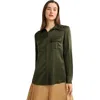 Lilysilk Sandwashed Silk Shirt With Epaulettes In Safari Green
