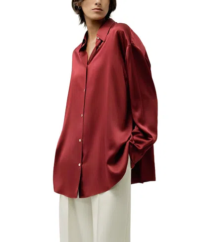 Lilysilk Scarlet Oversize Silk Shirt In Red